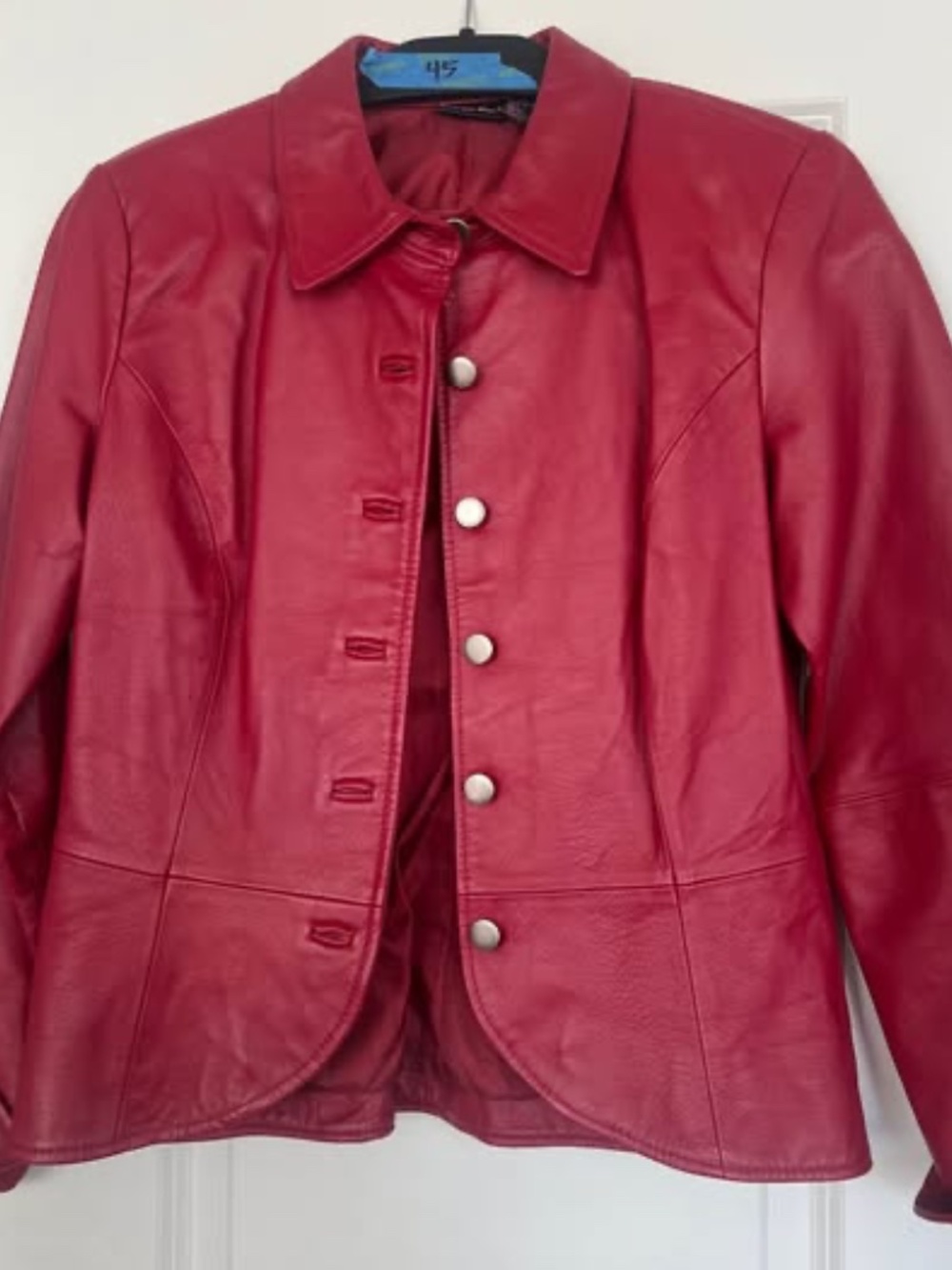 Red Leather Shape FX Jacket Size 8 - Picture 2 of 4